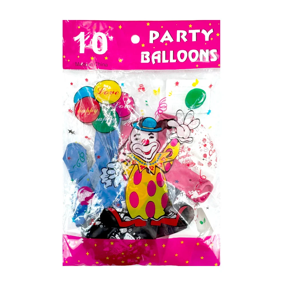 Paquete con 10 globos no.12, estampado de feliz cumpleaños, globos y pasteles, variedad de colores / f4673 / party ballons