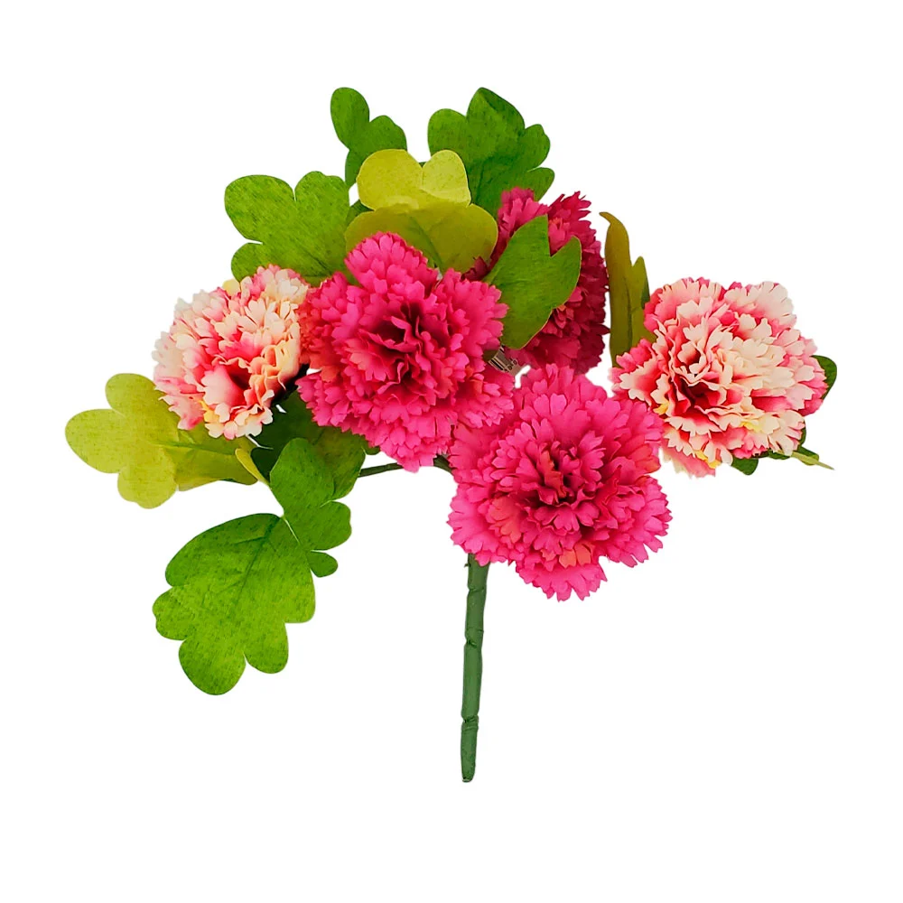 Manojo ramo de 5 claveles flores artificiales con hojas, variedad de colores / f5573