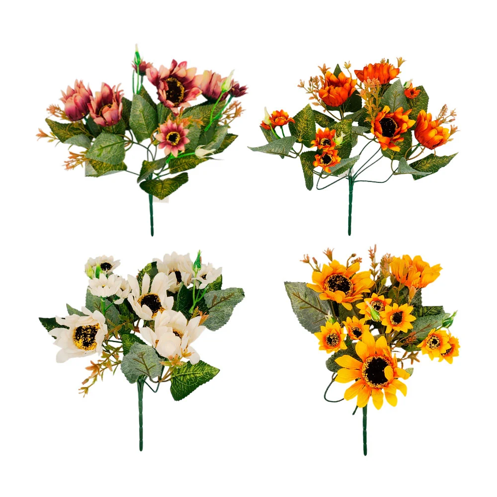 Manojo ramo de margaritas flores artificiales con hojas, variedad de colores / f5583