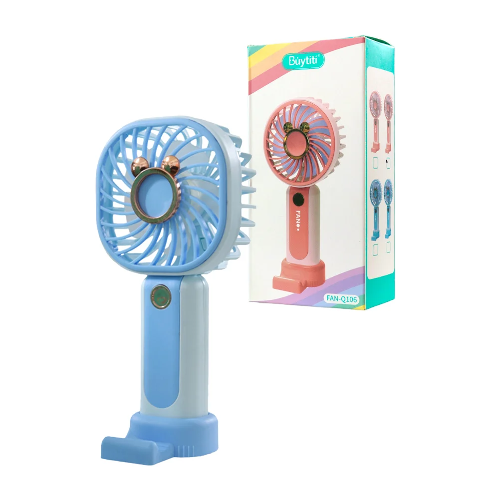 Ventilador de mano recargable buytiti con base y soporte para celular, variedad de colores / fan-q106