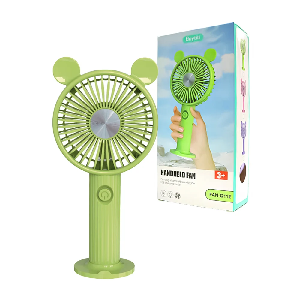 Ventilador de mano recargable buytiti con orejas de oso y base con soporte para celular, variedad de colores / handheld fan / fan-q112