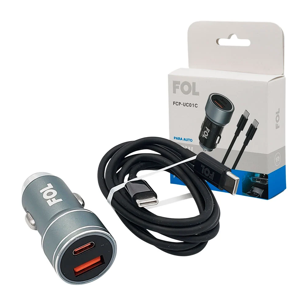 Cargador fol para coche con puerto usb -...