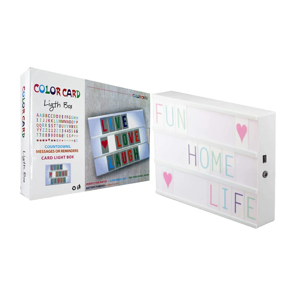 Caja de letrero luminoso tipo cine con 96 letras y emojis intercambiables / color card light box