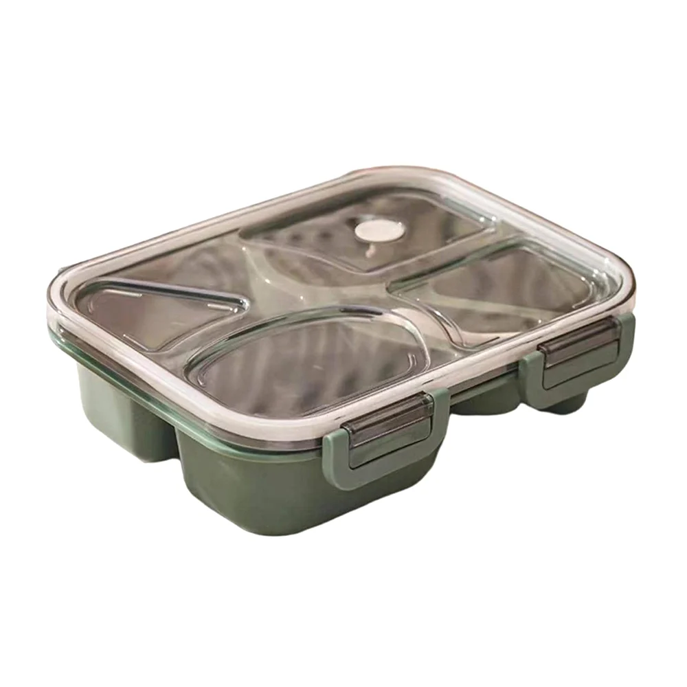 Tupper rectangular con 4 compartimientos y cubierto, variedad de colores / fh-003