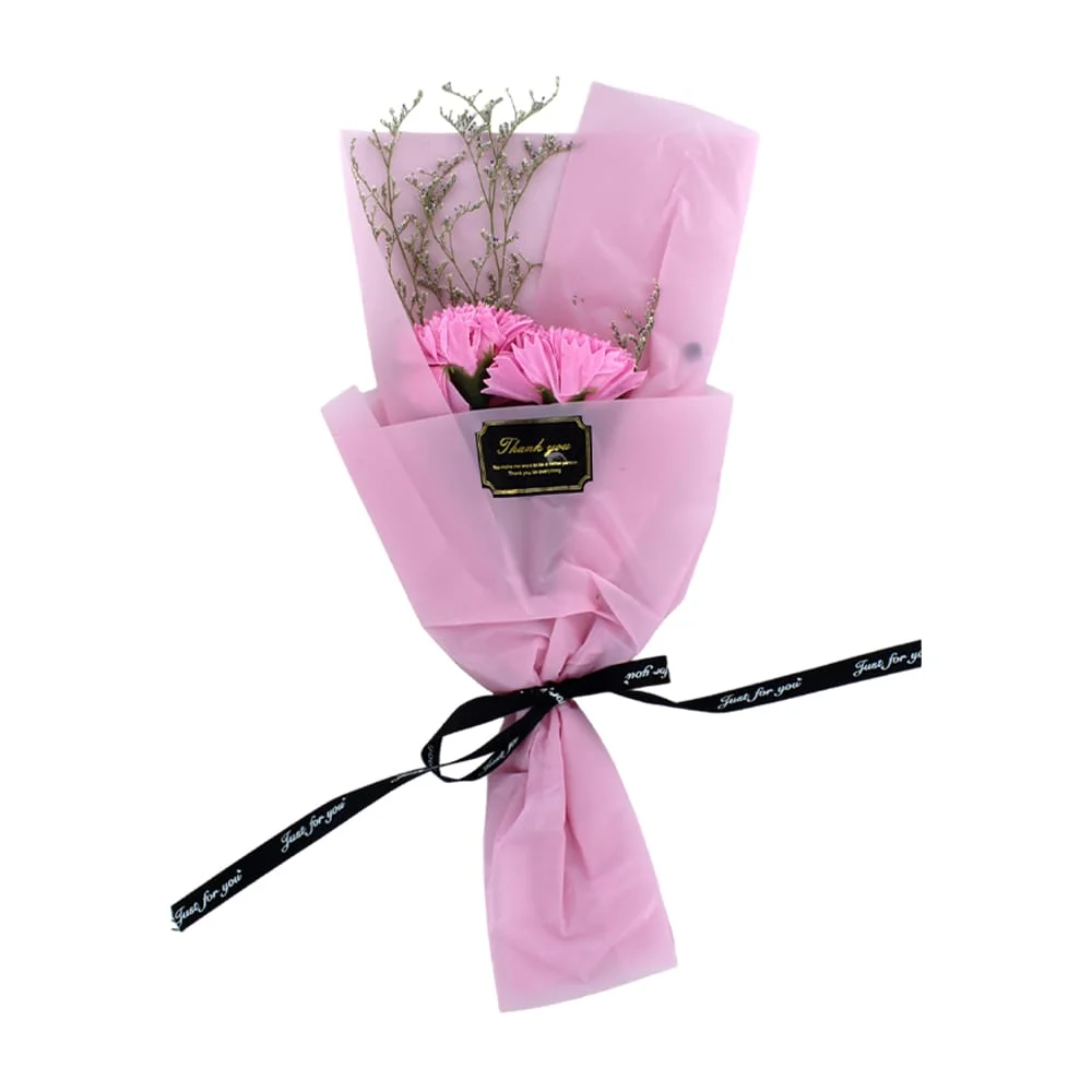 Ramo de 2 flores o rosas artificiales, listón just for you, variedad de colores / thank you / all the best wishes for you