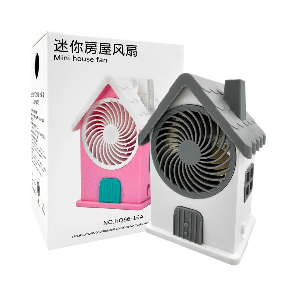 Mini ventilador con forma de casa, variedad de colores / mini house fan / hq66-16a / hq66-16b / hq66-16