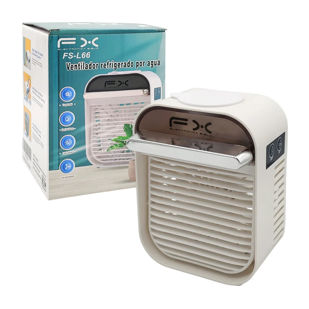 Ventilador para escritorio portátil rectangular con humidificador, luces led, variedad de colores / fs-l66 / electronica siglo fx