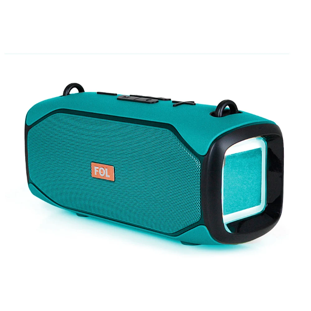 Bocina bluetooth portátil en forma rectangular con luces rgb y correa de tela, variedad de colores / 107022