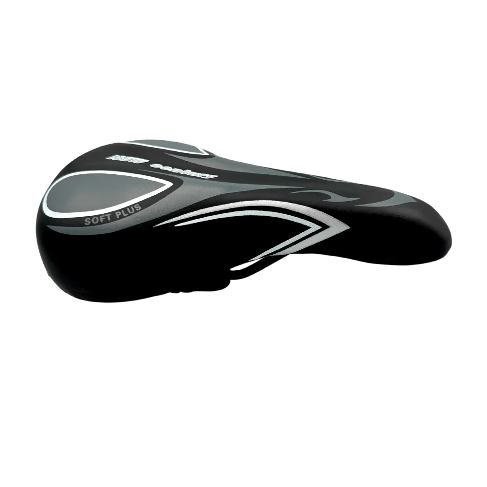 1pza Asiento para bicicleta bicolor, con cuerpo metálico, cuadro reflectante y estampado con frase / g07 / new century