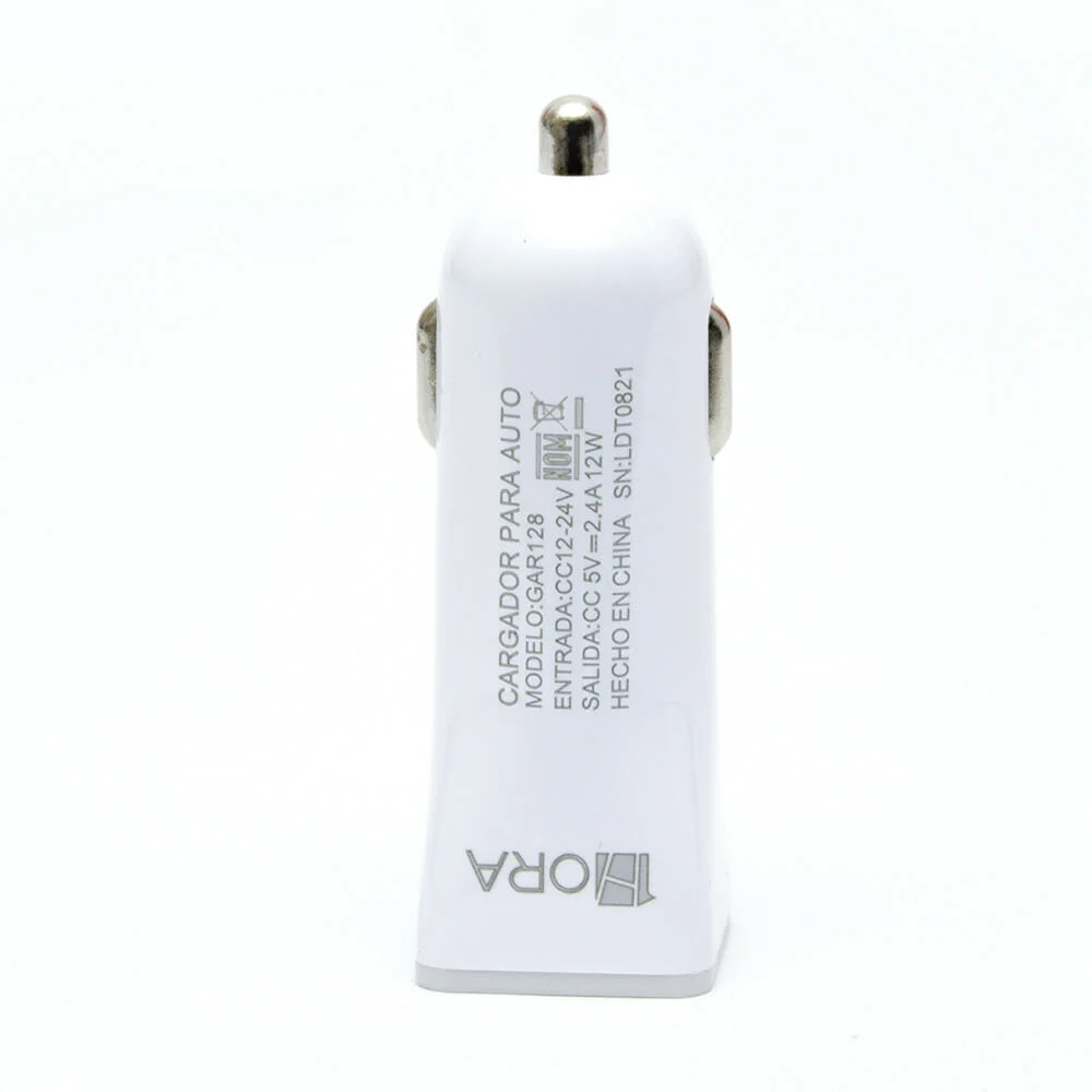 Plug encendedor cargador 1hora con 2 puertos usb para carga 2.4a / gar128