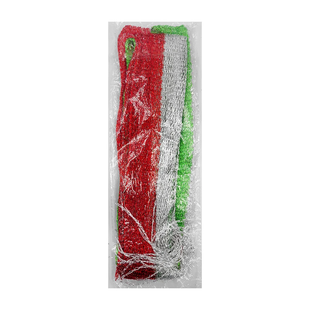 1pza Banda tejida expansible multifuncional tricolor con hilos metálicos 140x13.5cm aprox. / gq-cc