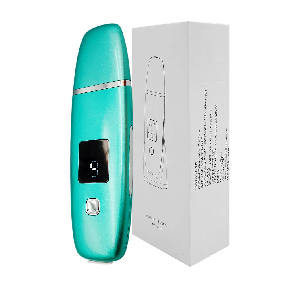 Espatula ultrasonica de limpieza facial para quitar imperfecciones + accesorios / sonic skin scrubber / c1