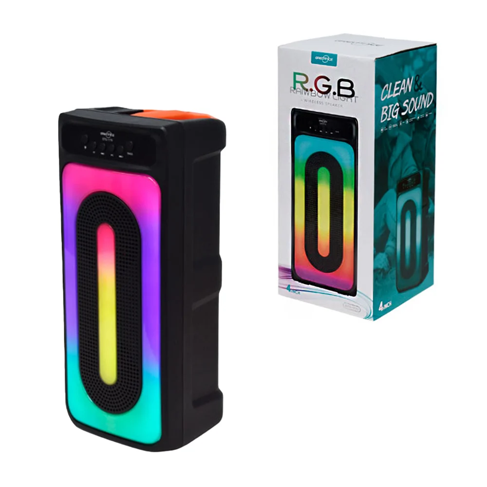 Bocina bluetooth greatnice de 8 pulgadas con luces rgb y puertos para usb, micrófono, tf y auxiliar