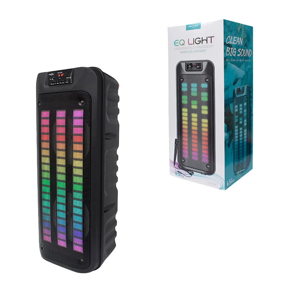 Bocina bluetooth greatnice de 6.5 pulgadas con luces rgb, micrófono alámbrico y pantalla digital, ranura usb, usb-tf. y entrada para micrófono / gts-1852