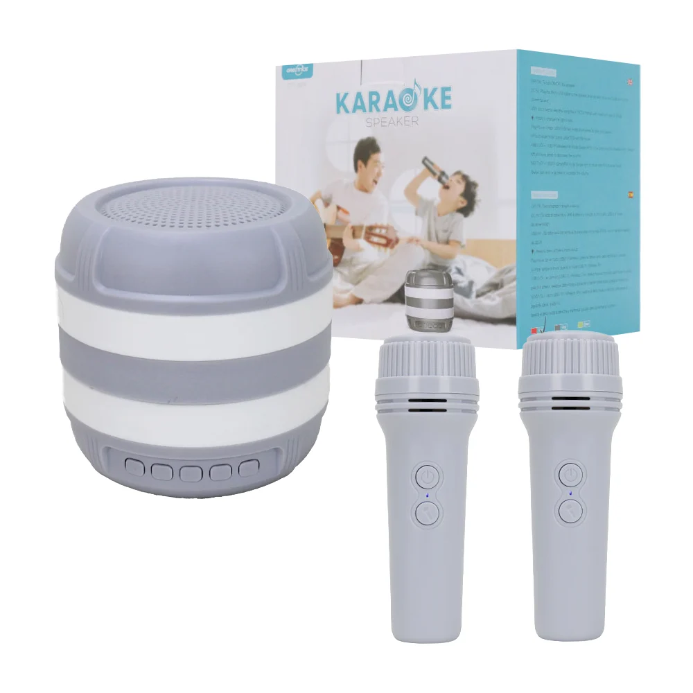 Bocina karaoke greatnice portátil de 3 pulgadas con radio fm y ranura para usb + 2 micrófonos / gts-1870
