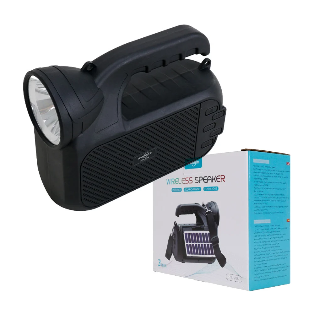 Bocina bluetooth greatnice portátil recargable de 3 pulgadas con panel solar, linterna, ranura para usb y tf / wireless speaker / gts-2068