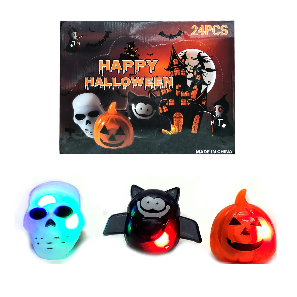 1pza Anillo con temática de halloween y luces led rgb en modos intercambiables, variedad de diseños / gui-1392