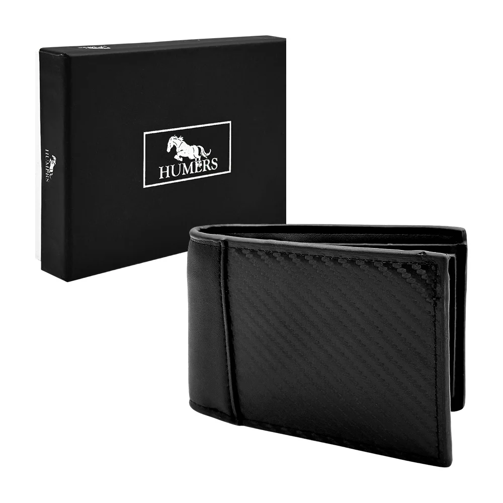 Billetera - cartera humers para caballero de piel sintética múltiples compartimentos diseño de trenzado, variedad de colores / h3126 / h3126negro