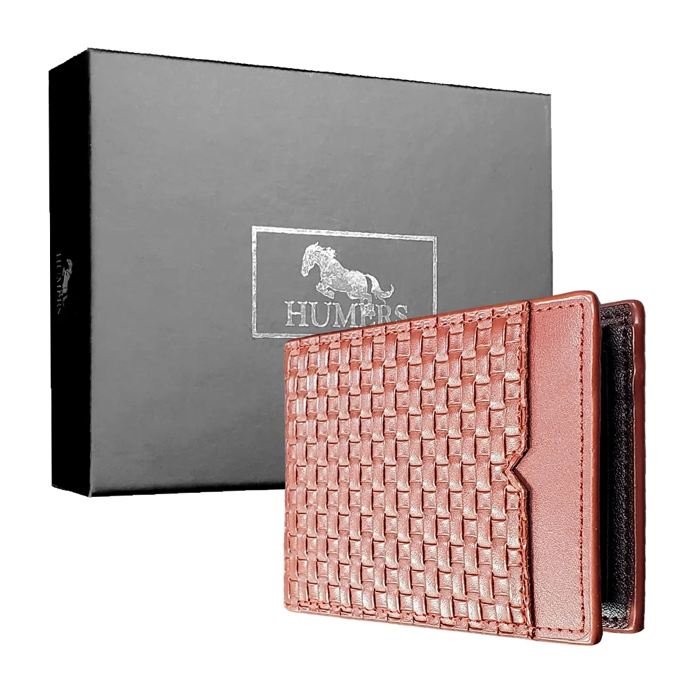 Cartera de vinil humers con efecto tejido cruzado para caballero, variedad de colores / h3246