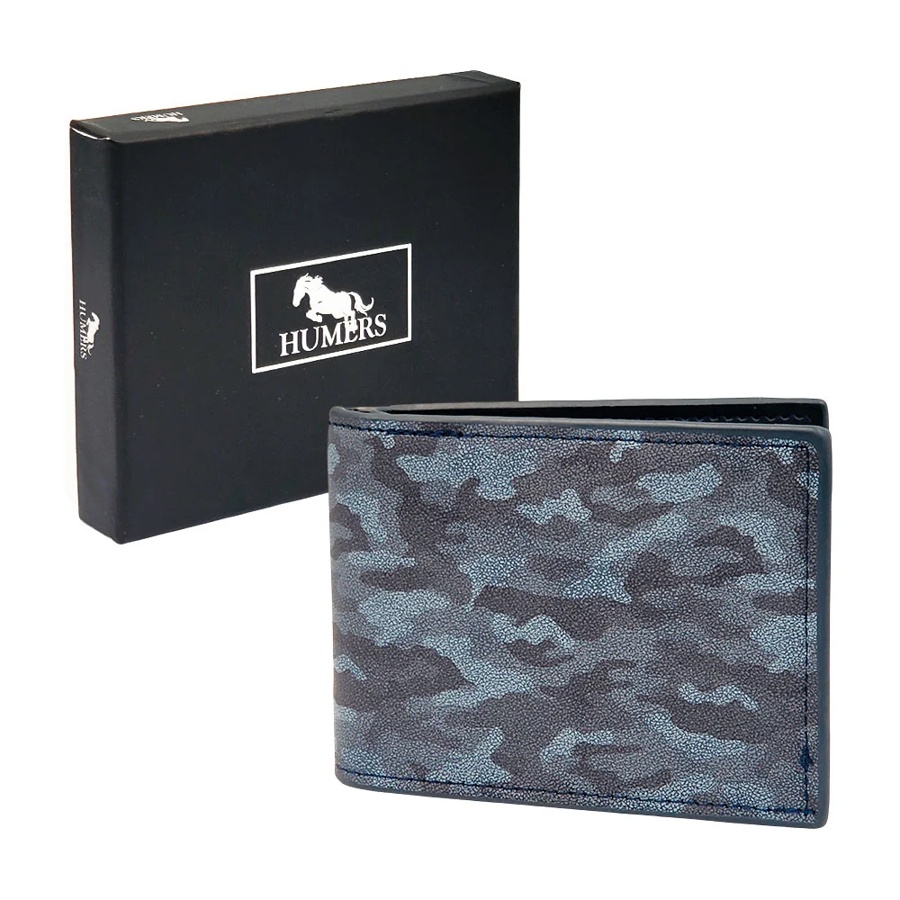 Cartera de vinil humers en color azul con estampado militar para caballero / h4280