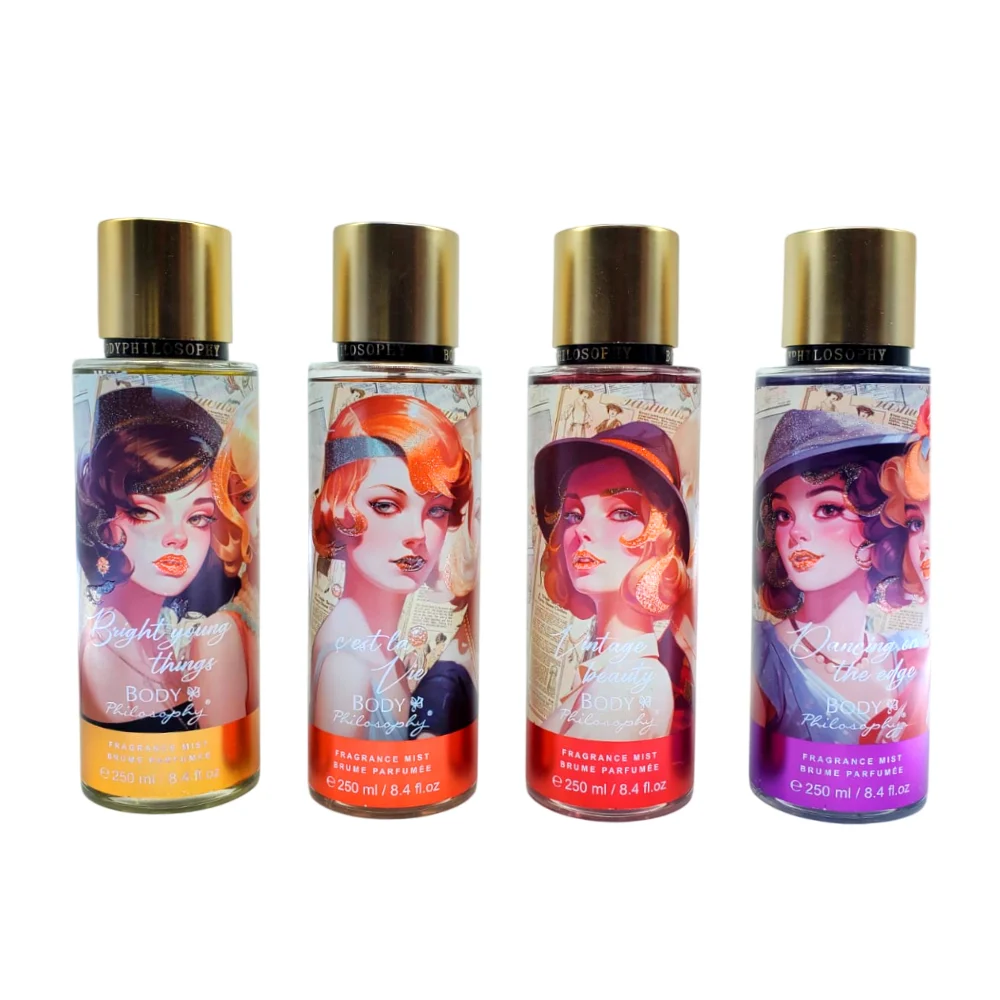Perfume fragancia corporal body philosophy con diseño vintage para dama 250ml, variedad de aromas dulces / h997