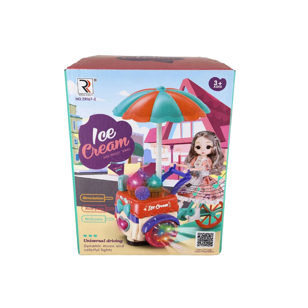 Juguete de muñeca vendedora de helados con luz y sonido / ice cream / zr167-2