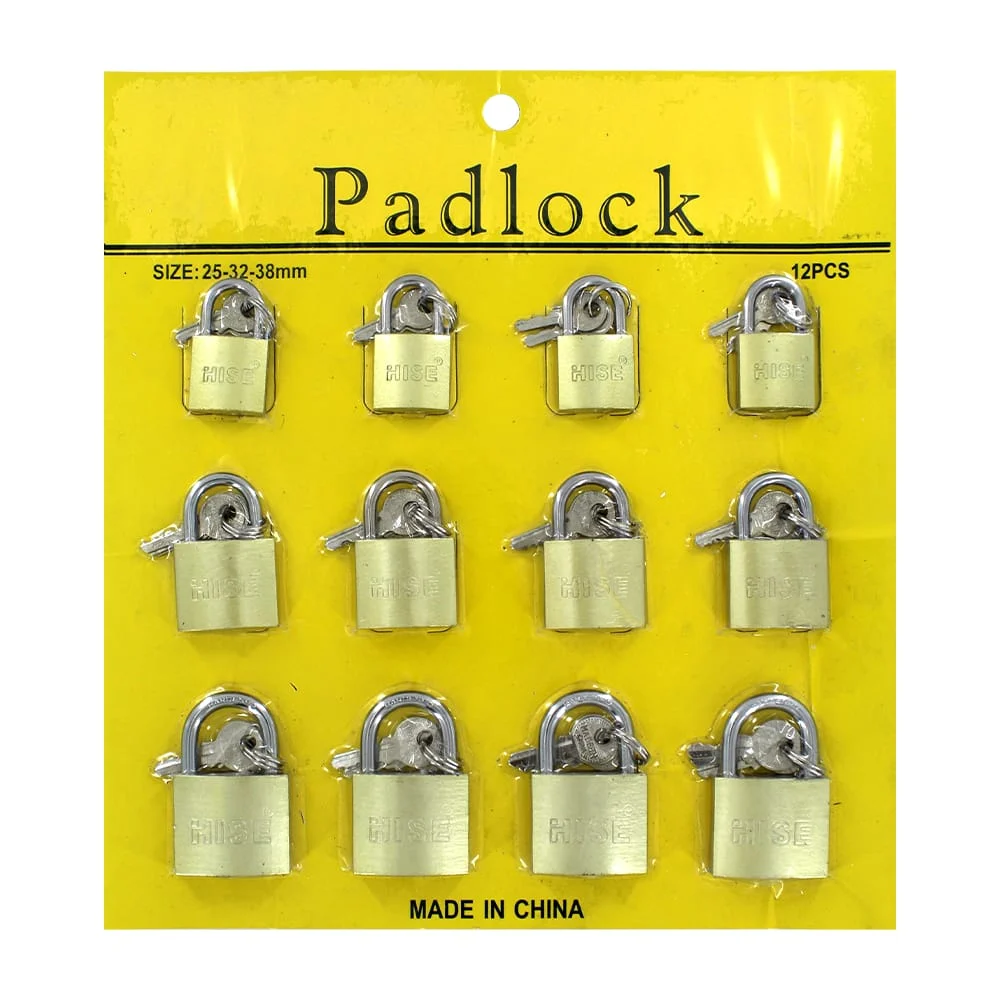 Paquete con 12 candados metálicos de diversos tamaños + juego de 2 o 3 llaves 25-32-38mm / padlock