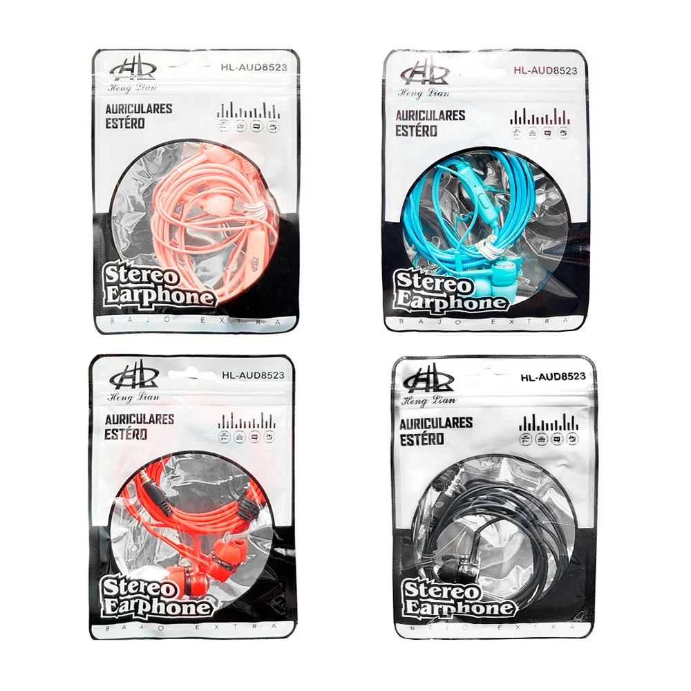 Audífonos alámbricos manos libres con sonido estéreo, variedad de colores / aud8523