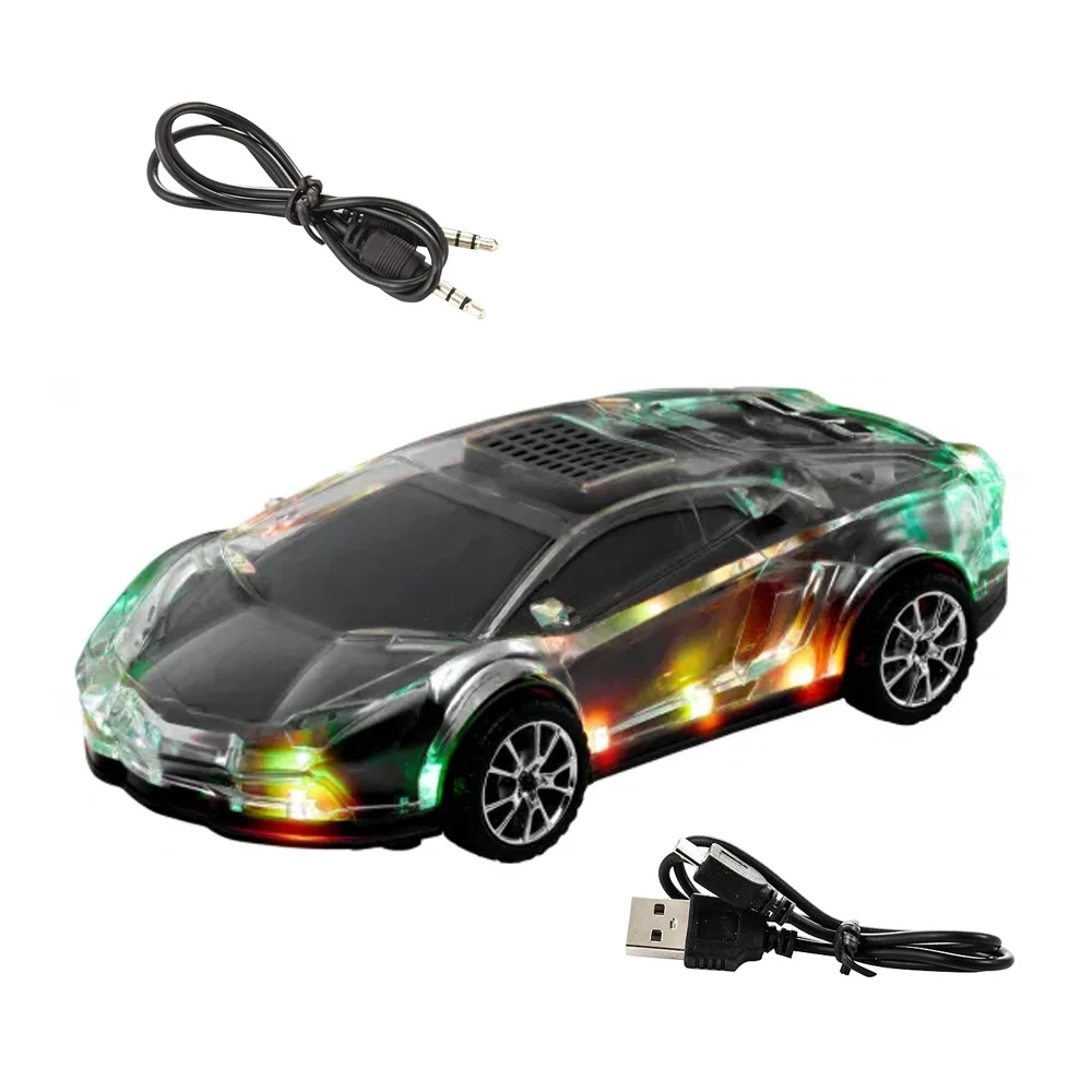 Bocina bluetooth en forma de carro deportivo con cubierta transparente, luces led y puerto usb tf, variedad de colores / hl-bt073