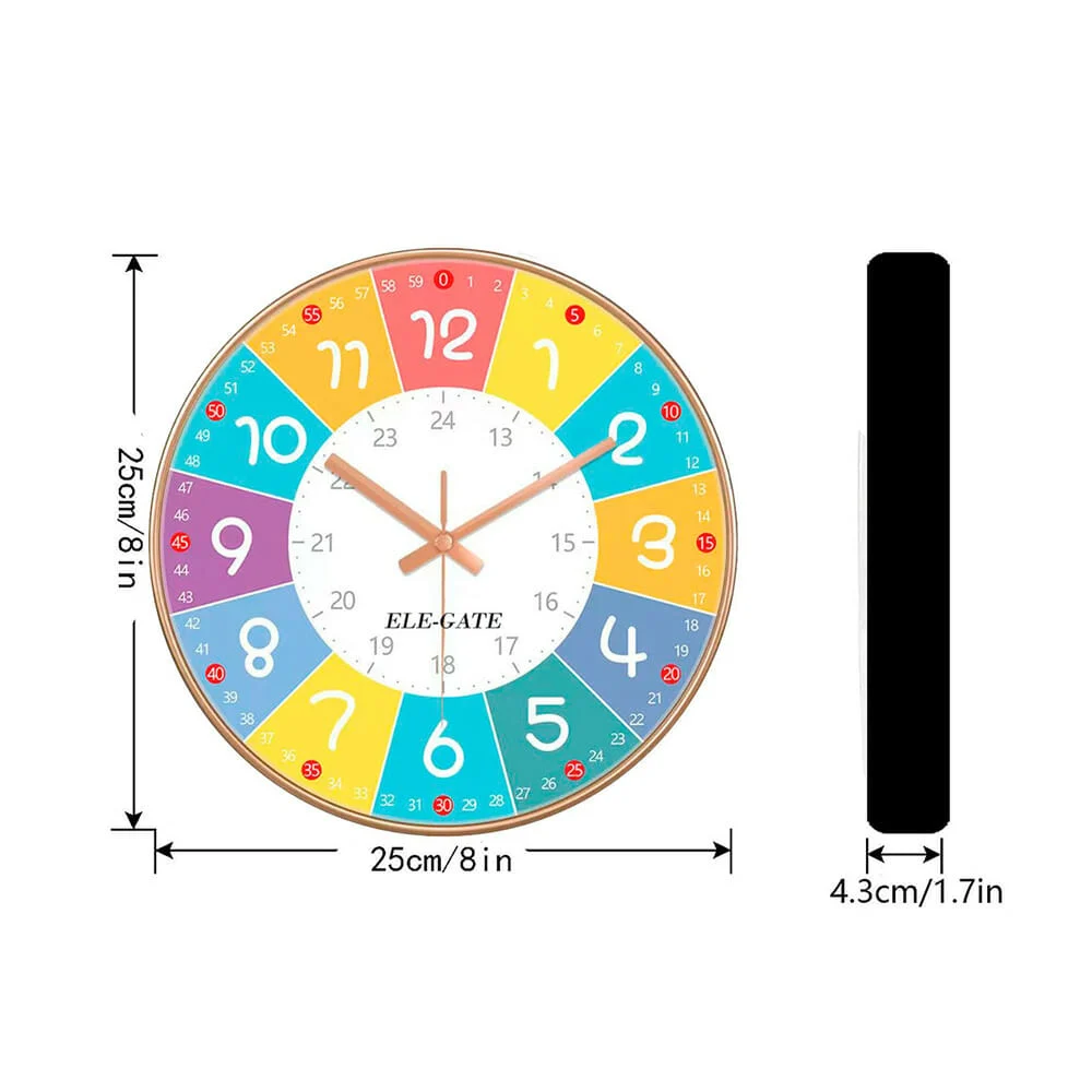 Reloj analógico colorido de pared con mecanismo silencioso 8