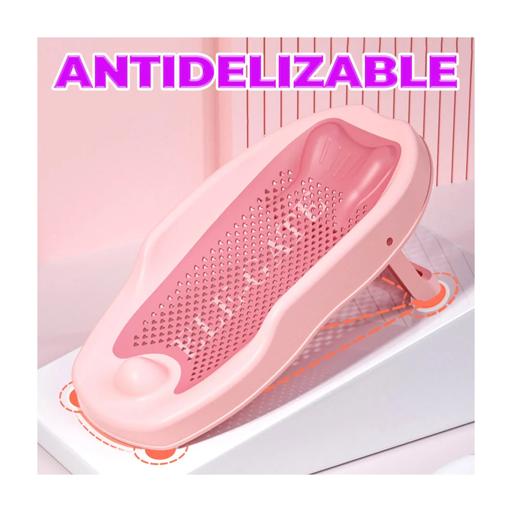 Bañera para bebe rectangular con soporte y base de silicona suave, variedad de colores / hog.170