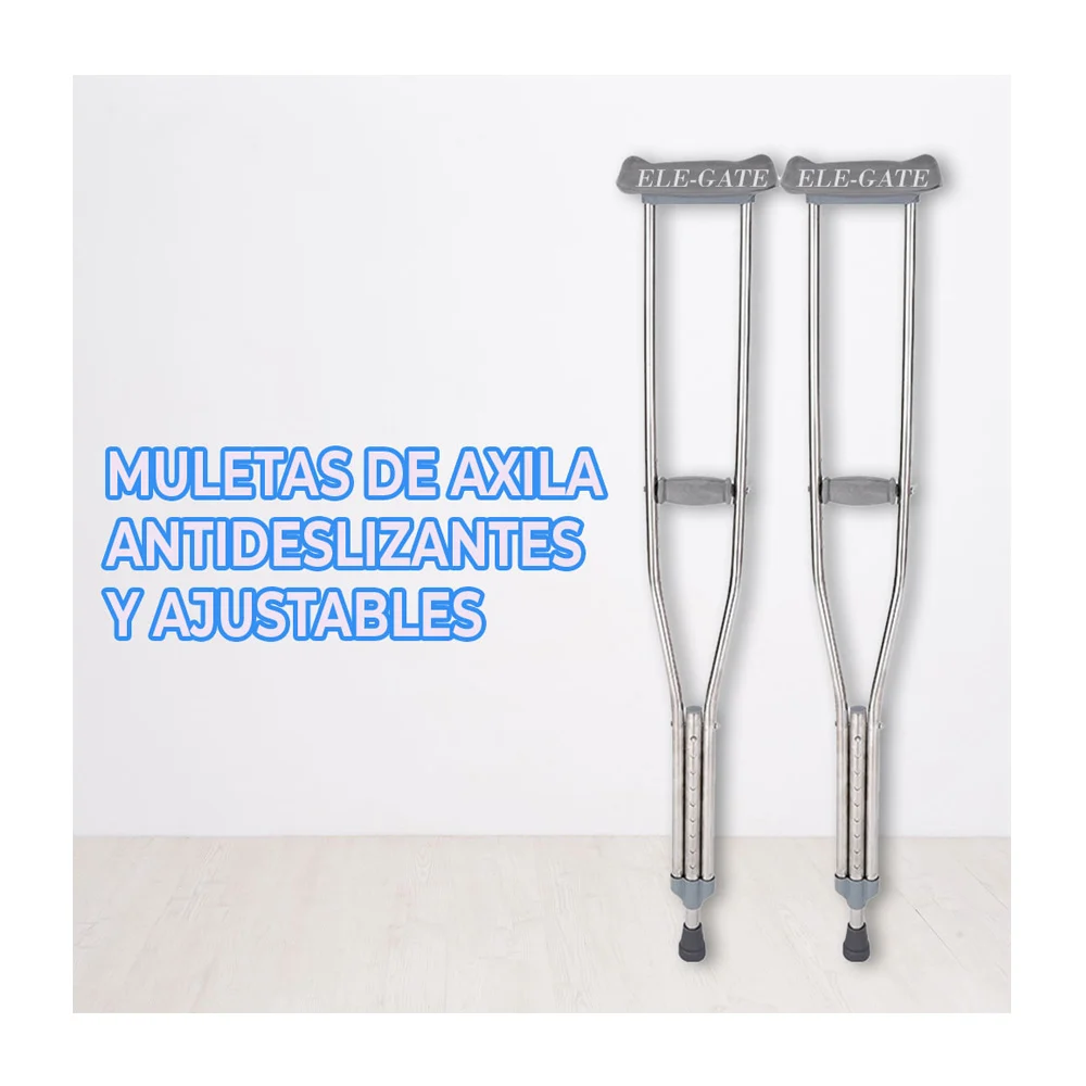Par de muletas auxiliares de aluminio ajustables para variedad de altura