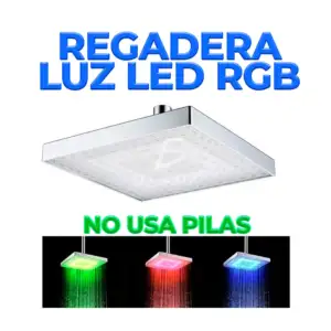 Cabezal de regadera en forma cuadrada con sensor de temperatura y luc…