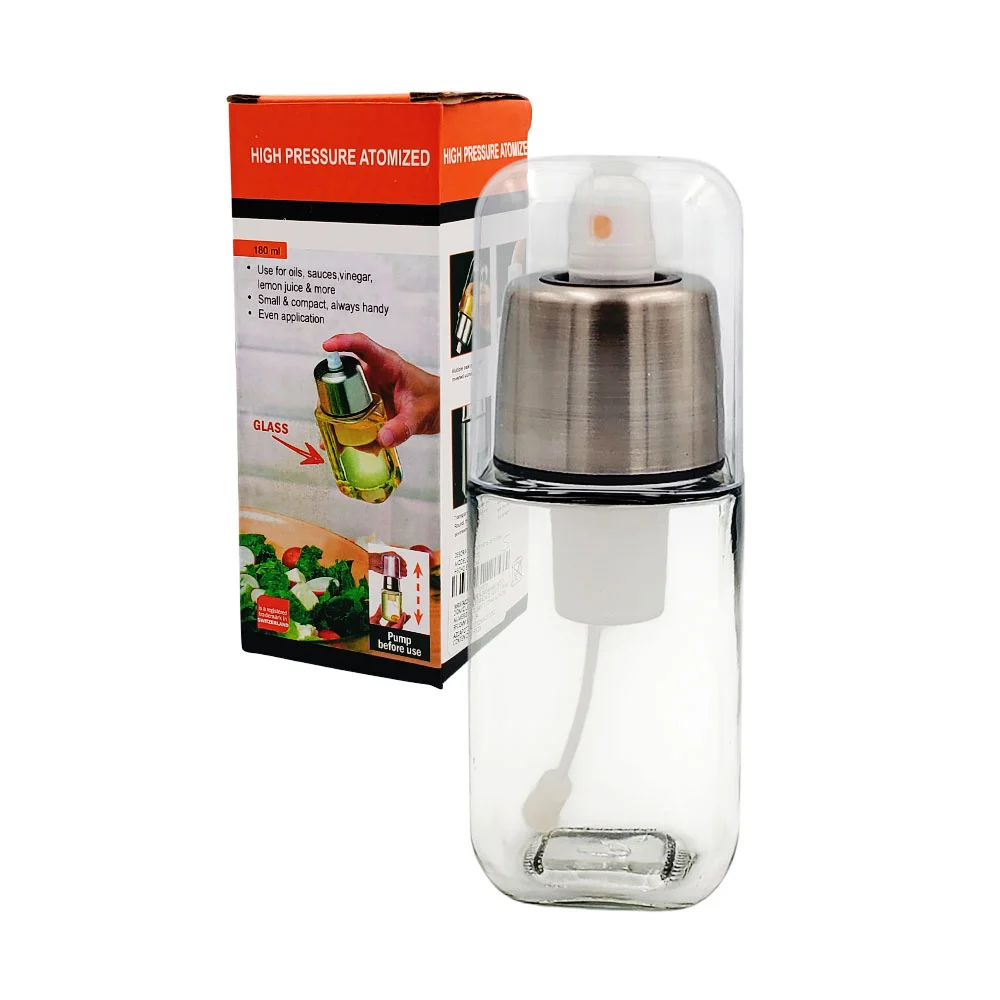 Atomizador para aceite de cristal con tapa metálica 180ml / sfyp72