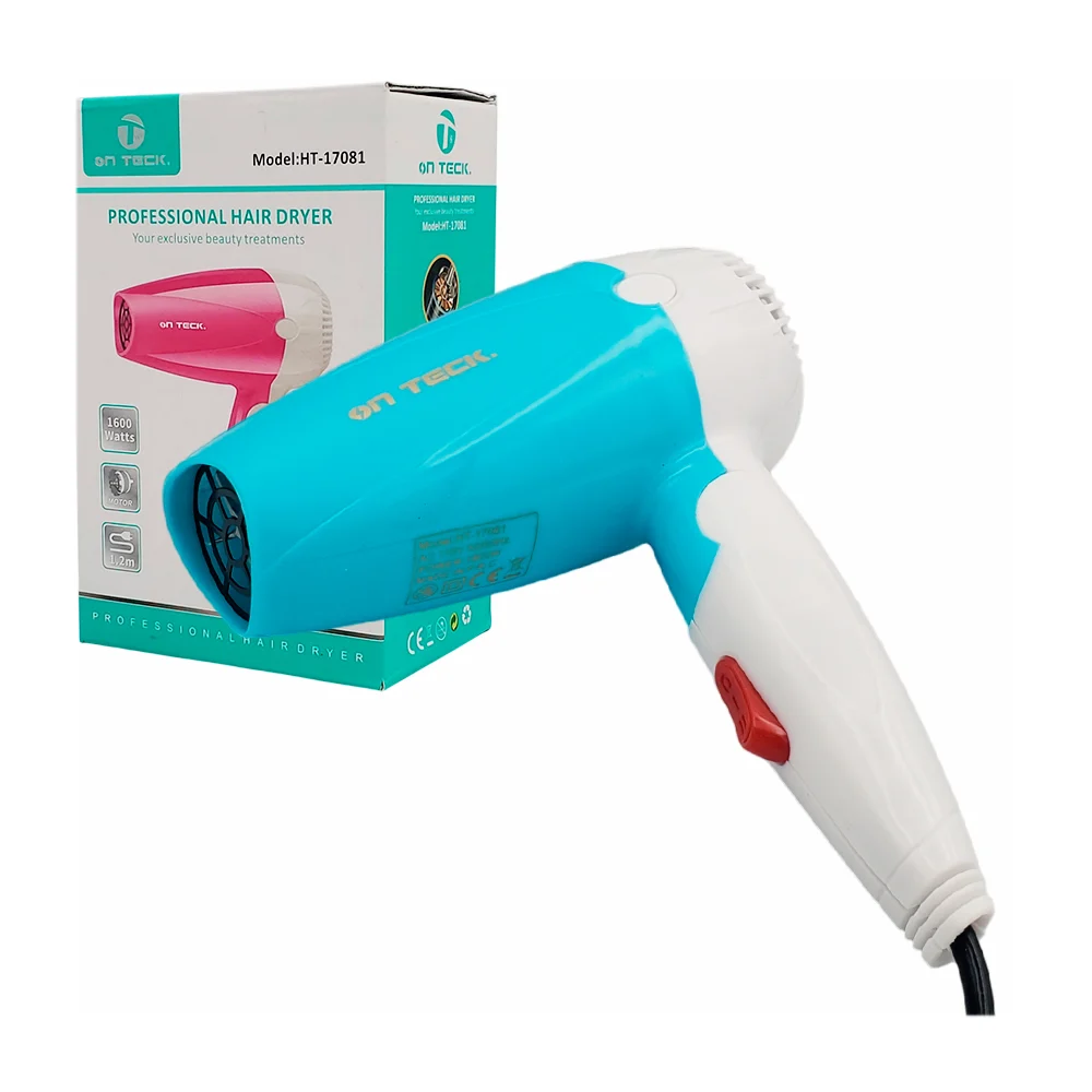 Secadora profesional eléctrica plegable para cabello, 1600w / on teck / ht-17081