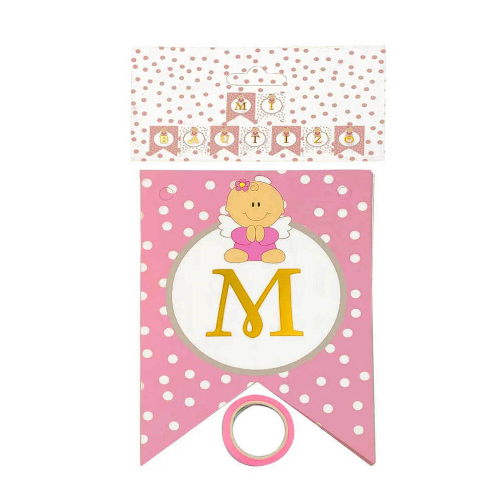 Banderín - banner - guirnalda con temática de Mi Bautizo con diseño para niña / ht-264