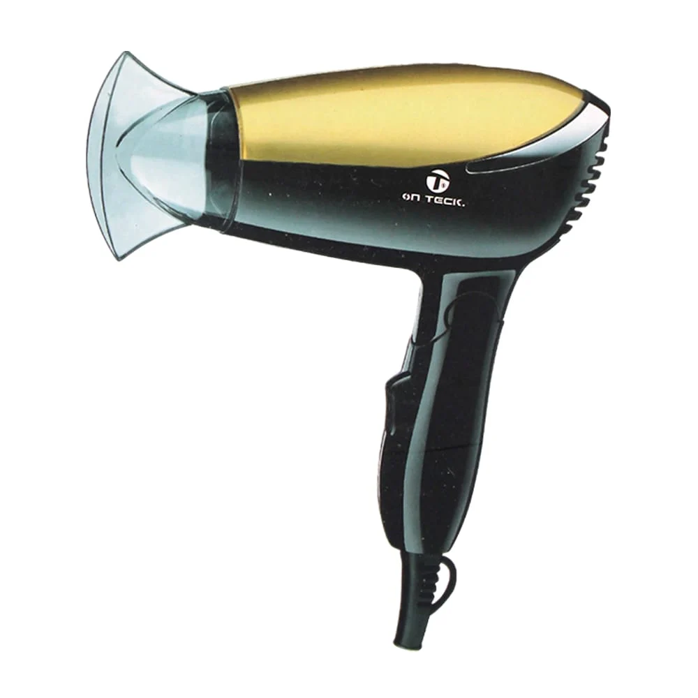 Secadora pequeña alámbrica para el cabello de 1800 watts con detalle dorado + cabezal / 80056