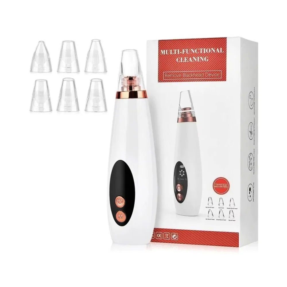 Limpiador multifuncional recargable con 6 cabezales intercambiables para poros y espinillas / hty-1713