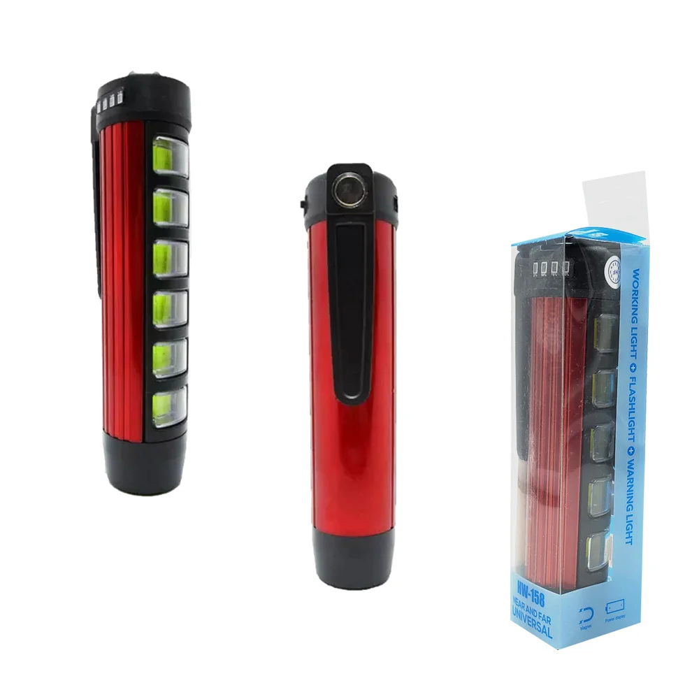 1pza Linterna recargable, cilíndrica, con modos de iluminación y leds laterales, variedad de funciones / hw-158