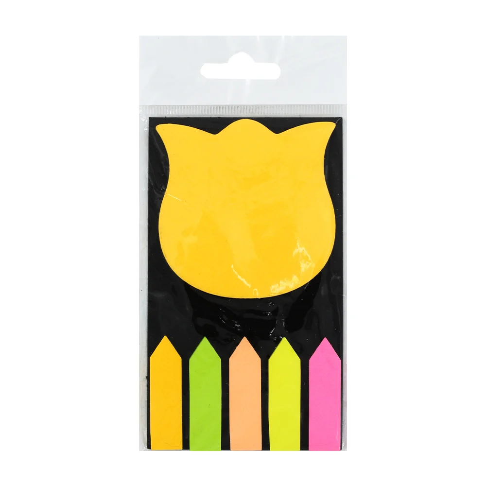 Blíster de post it notas adhesivas con variedad de formas en tonos fosforescentes / hx-e08