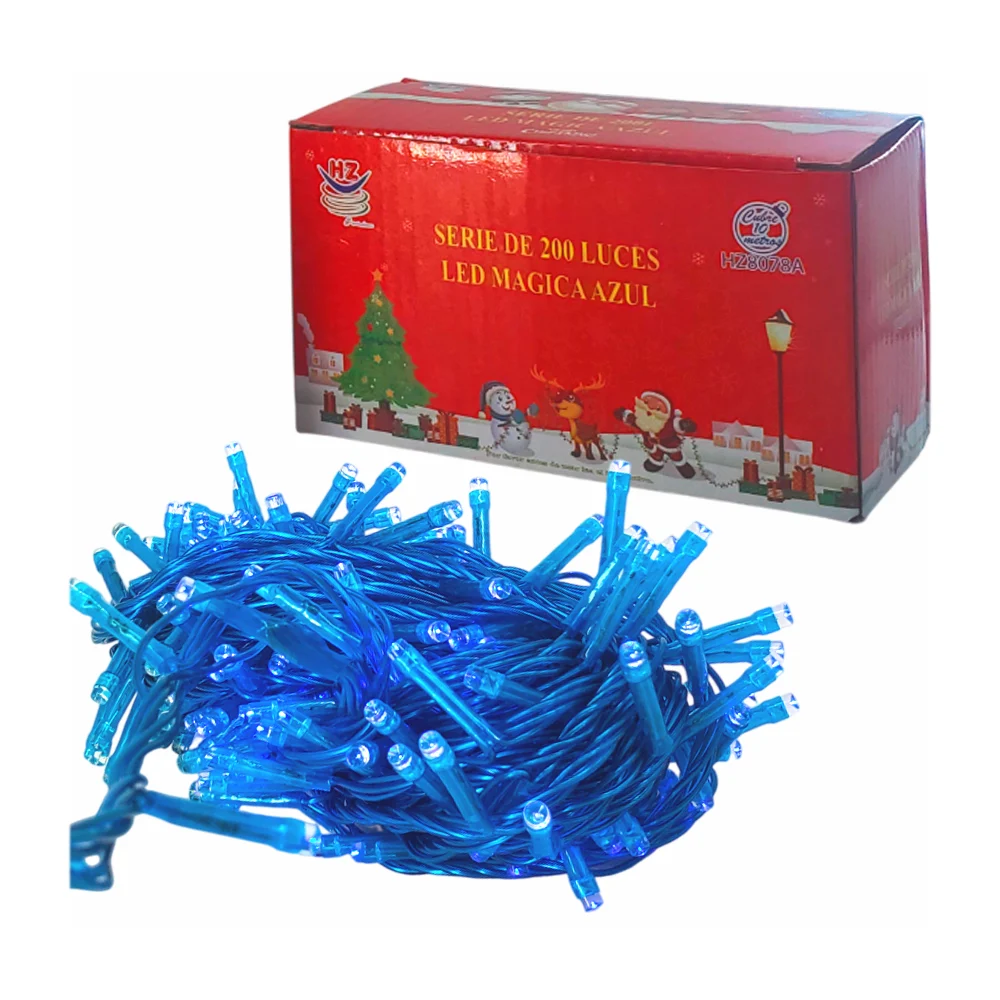 Serie de cable azul de 10 metros con 200 luces navideñas en color azul / hz8078a