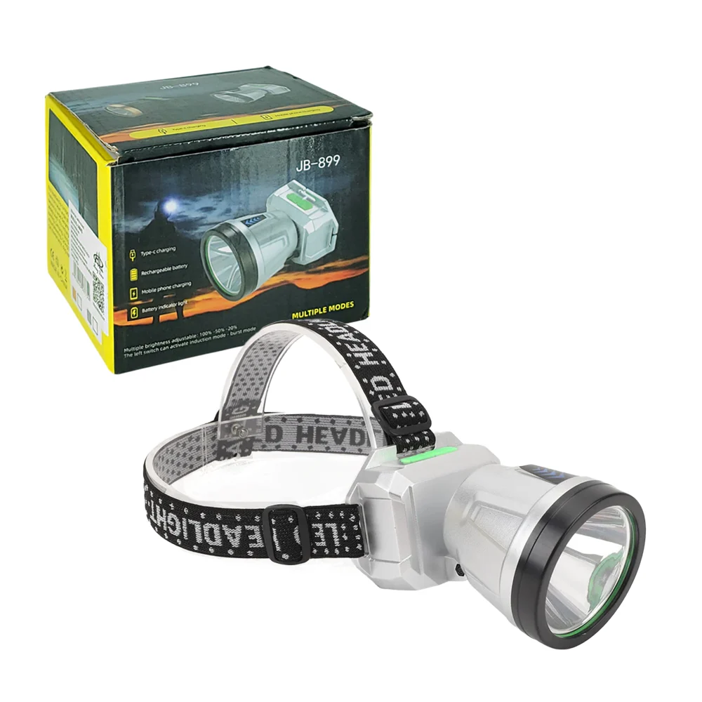 1pza Linterna mediana de estilo minero, bicolor, con banda extensible ajustable y 3 modos de iluminación, variedad de colores / jb-899 / lam8692