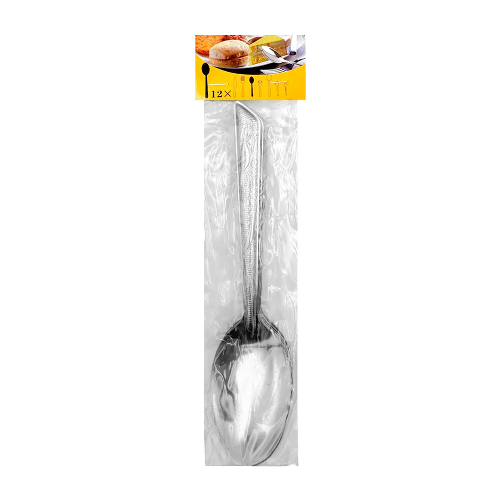 Paquete con 12 cucharas soperas metálicas con diseño de flor alcatraz / cuchara grande / jm1602