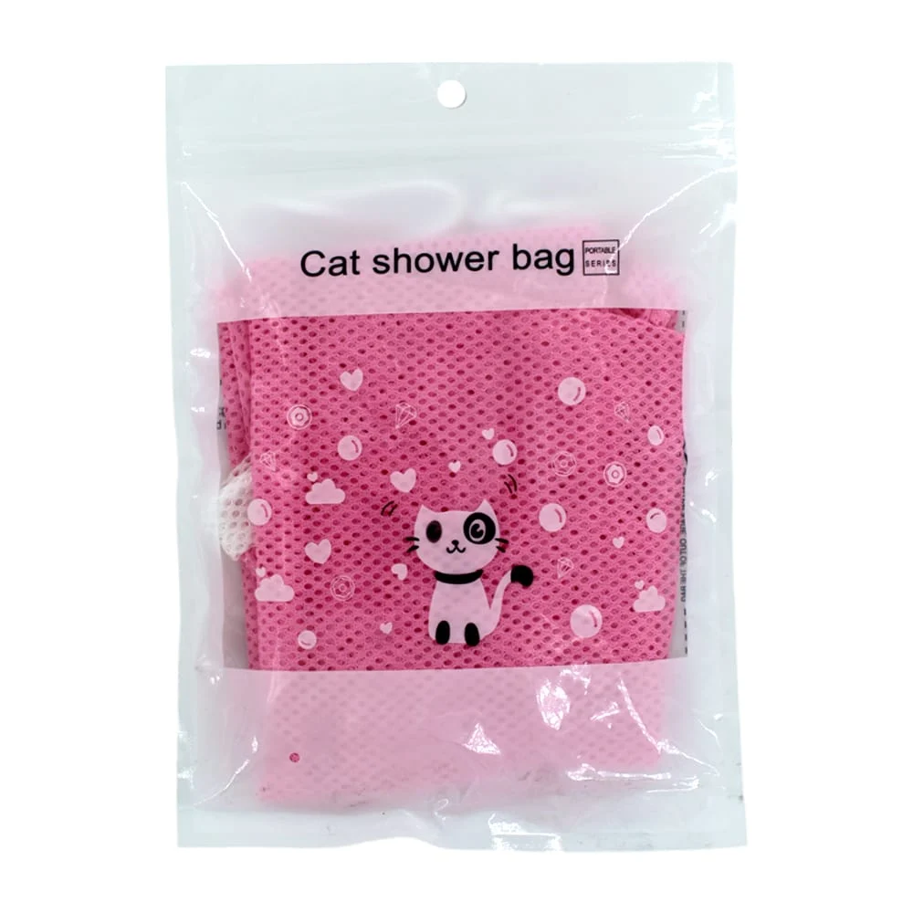 Bolsa de baño tipo red ajustable para gato, variedad de colores / cat shower bag