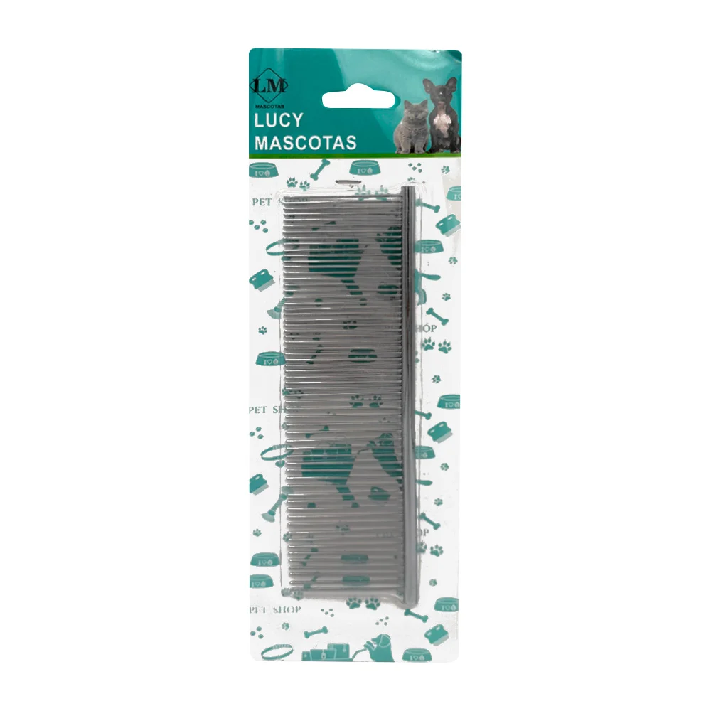 Cepillo dentado metálico para el pelo de mascotas, desenredar y eliminar pelo suelto, variedad de usos / 19.5cm / jr1776