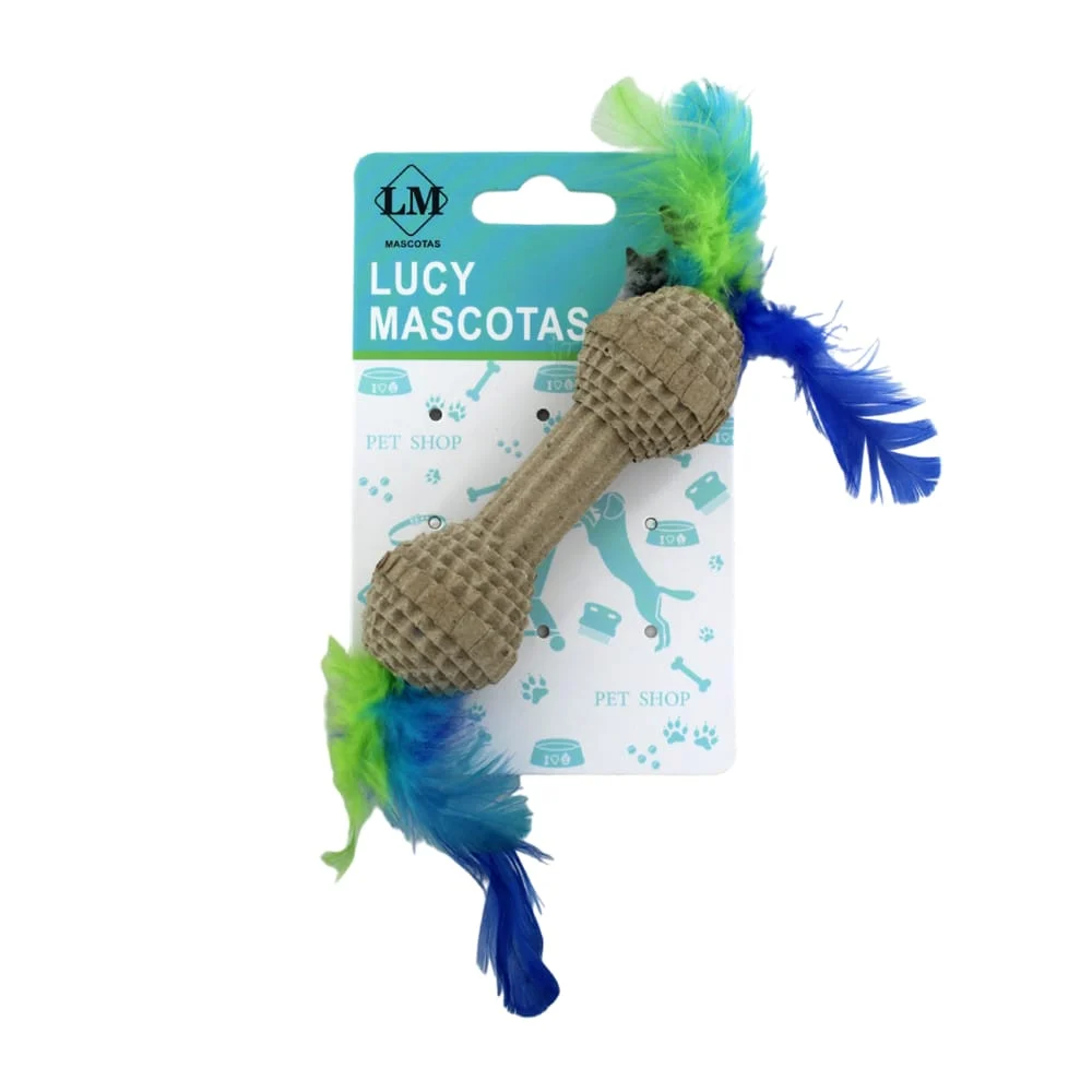 Juguete interactivo de cartón con plumas de colores en forma de hueso para gato / 918438