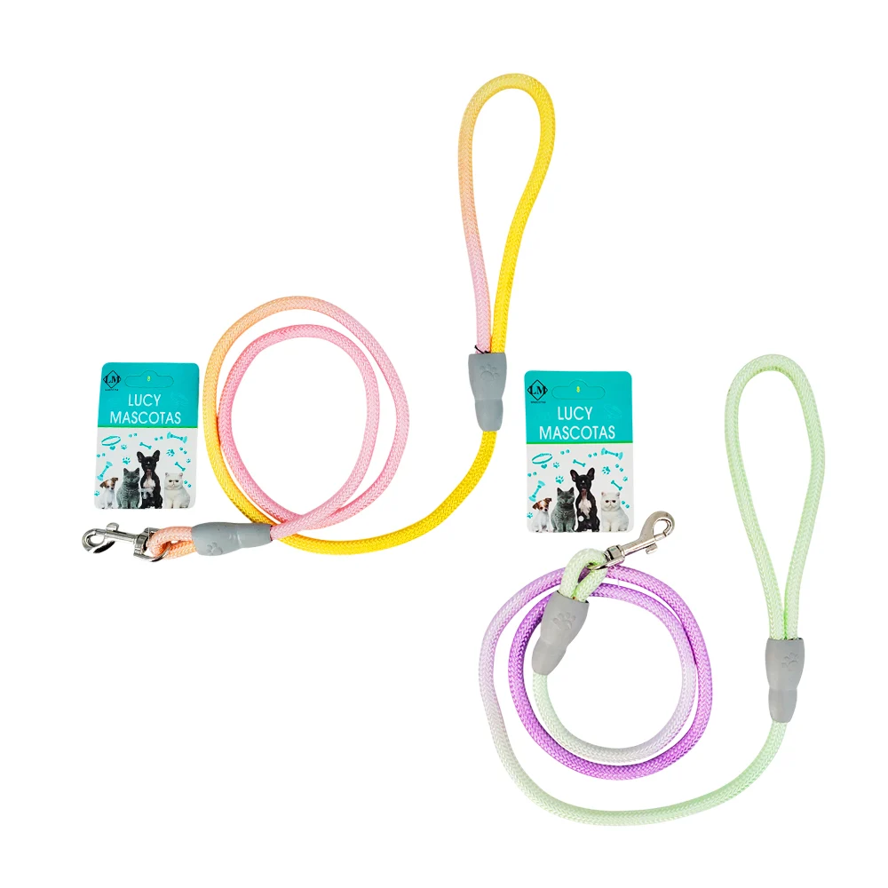 Correa tipo soga delgada color pastel bicolor de 125cm, para pasear mascotas, variedad de colores / 2385