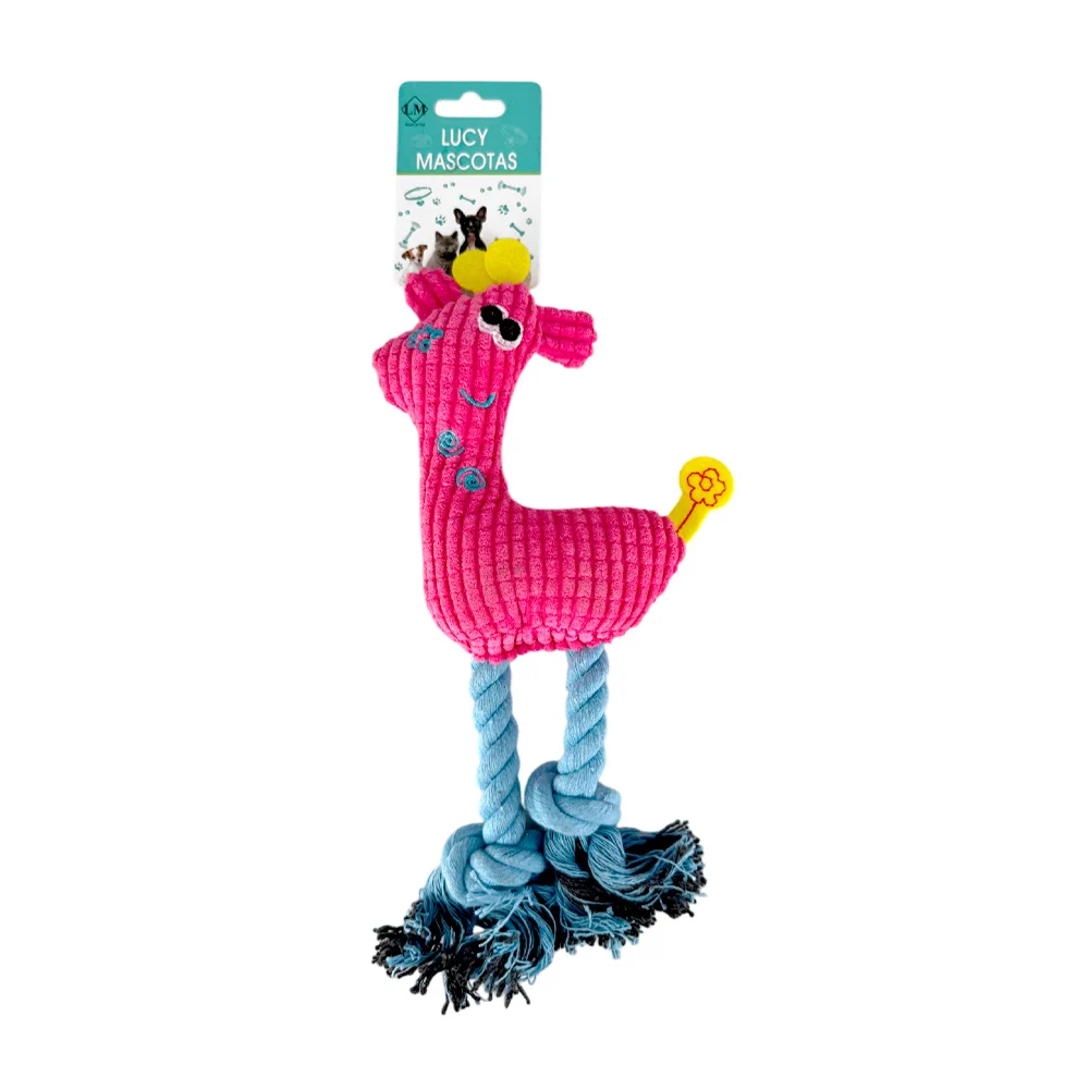 Juguete / peluche de microfibra con cuerda y nudos en forma de jirafa para mascota / jr2560