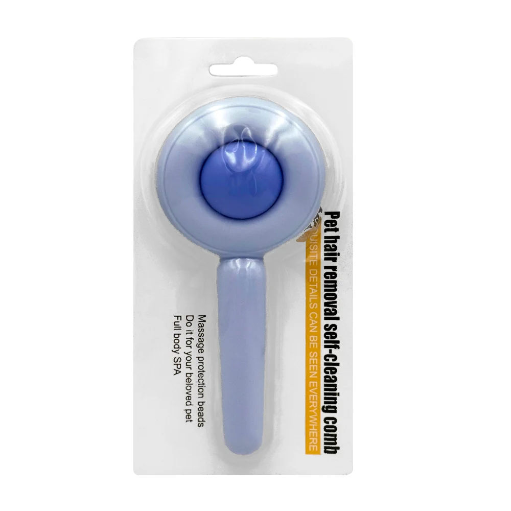 Cepillo para mascotas circular, con botón para remover exceso de pelo, variedad de colores / jr2568