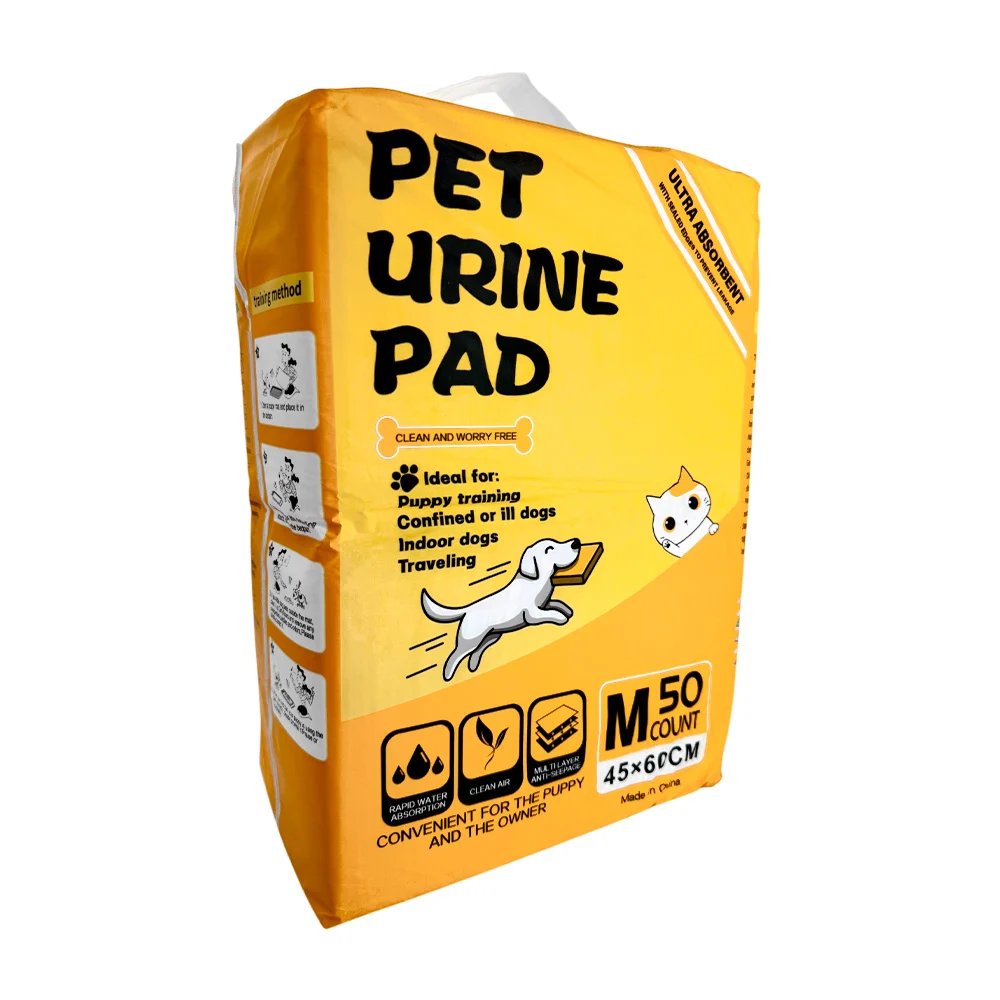 Paquete de 50 tapetes medianos para orina de mascota, entrenamiento, ultra absorbente y uso exterior e interior / 45x60cm / pet urine pad